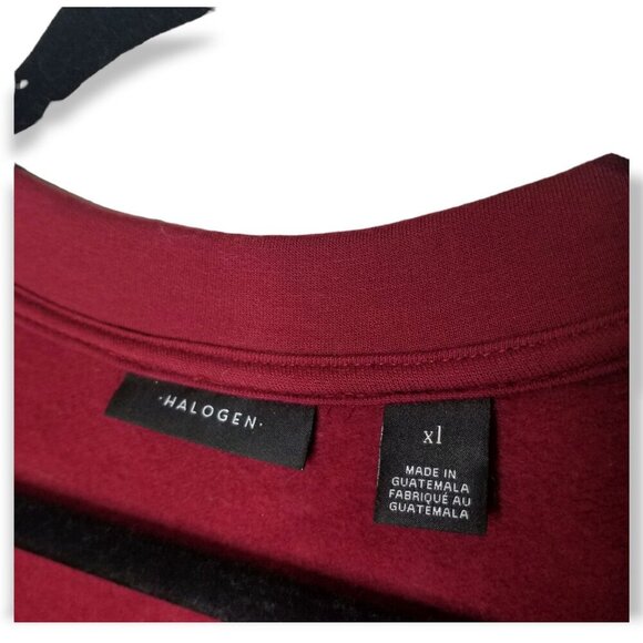 Halogen Maroon V-Neck Long Sleeve Sweater Elastic Hem With Tie Super Soft Lining - Picture 7 of 8